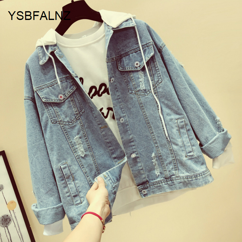 Jeans Coat Women Spring Autumn New Loose-Fit Plus Size Hooded Versatile Tops Denim Jacket And Jacket Women Womens Clothing