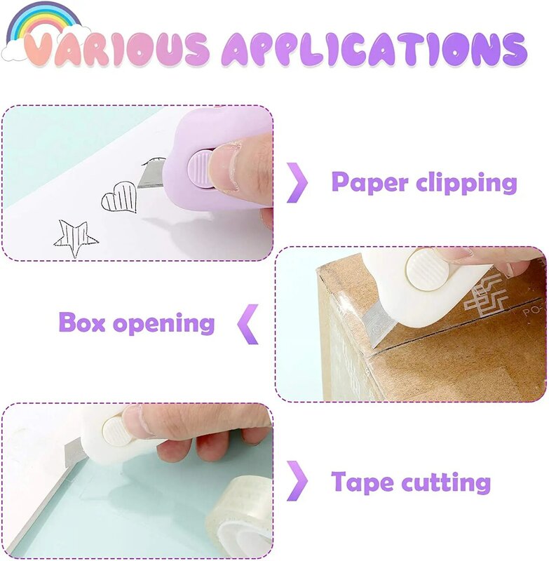 Mini Utility Knives Cloud Shaped Cute Portable Box Cutter Retractable Letter Opener Paper Envelope Slitter with Key Chain Hole