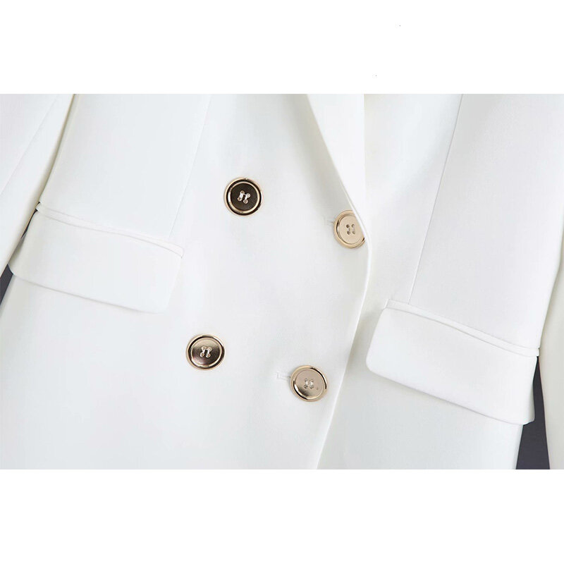 Blazer con botones para mujer, Chaqueta de manga larga con cuello con muescas, ropa informal elegante a la moda para mujer 2021