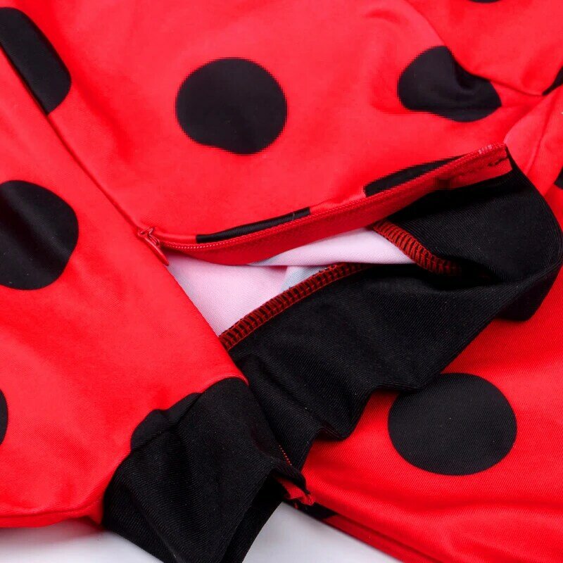Kids Ladybird Costume Redbug with Mask Anime Girl Lady Cosplay Party Children's Back Zipper Stage Performance Halloween Clothing