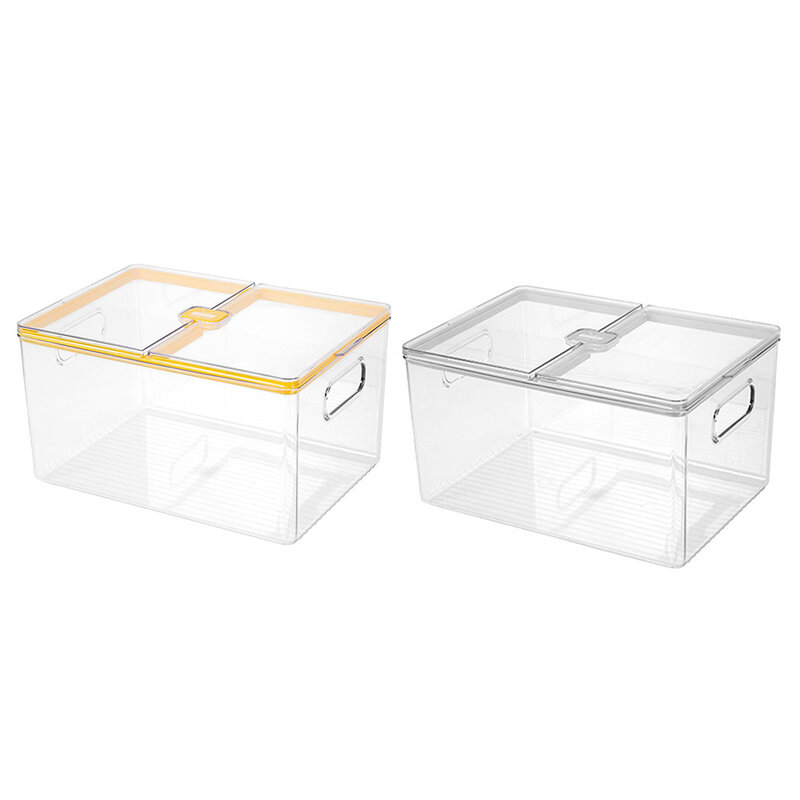 2 Colors Refrigerator Food with Lid Storage Box Fruit and Vegetable Storage Box Flip Fresh Storage Box for Refrigerators Cabinet