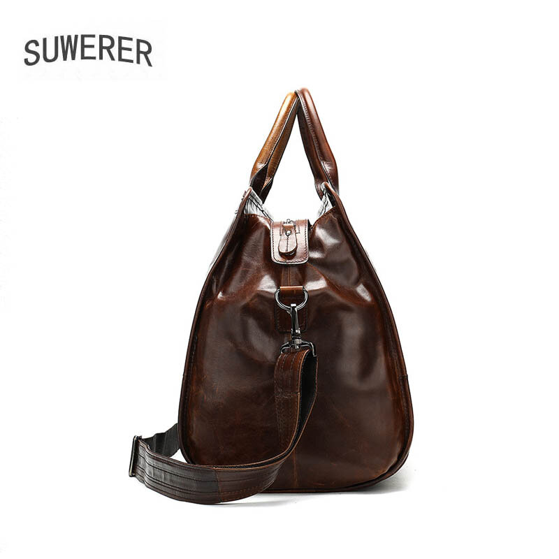 SUWERER – sac en cuir véritable pour hommes, fourre-tout de voyage d'affaires, grande capacité, portable, en cuir de vache souple, nouvelle collection