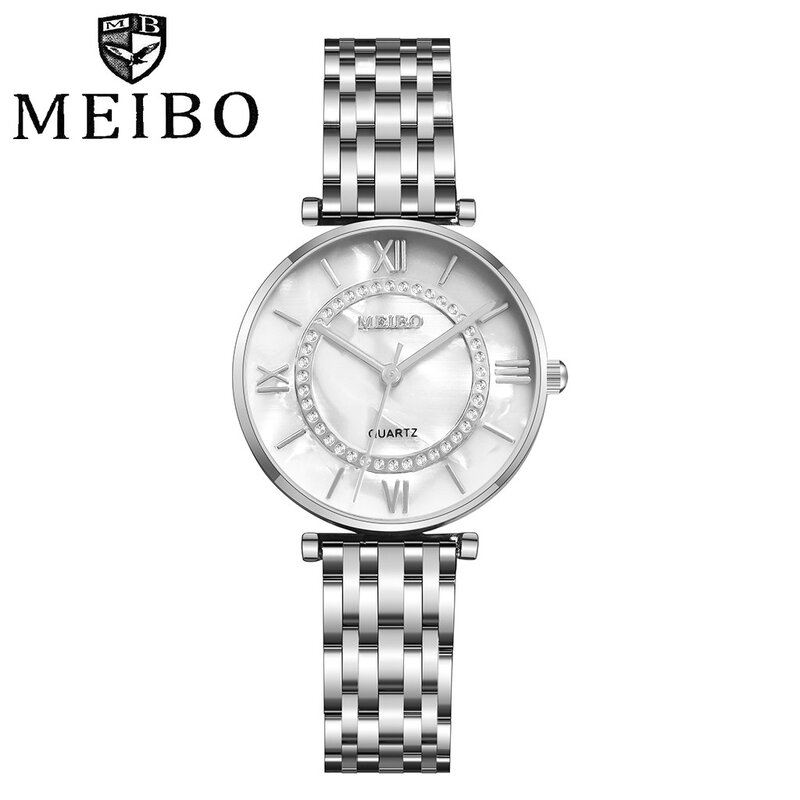 MEIBO-Reloj de pulsera de lujo para mujer, cronógrafo de cuarzo, informal, de acero inoxidable, A la moda, nuevo