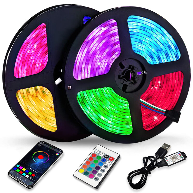 Tira de Luces LED con Control USB y Bluetooth, cinta Flexible de diodo para retroiluminación de TV, dormitorio, Festival, 2835, 5V