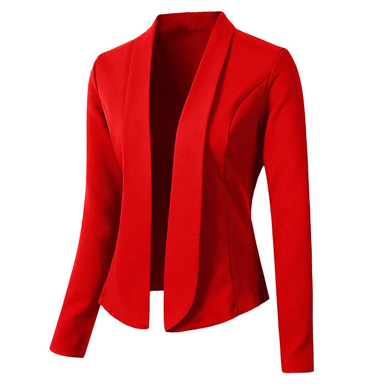 Blazer Wanita Kantor Baru 2021 Jaket Wanita Mode Setelan Kerja Formal Solid Lengan Panjang Kasual Mantel Ramping