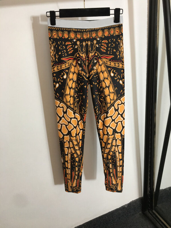2021luxury design fashion giraffe printed webbing cross women's bra vest underwear + temperament slim bottoms bodybuilding pants