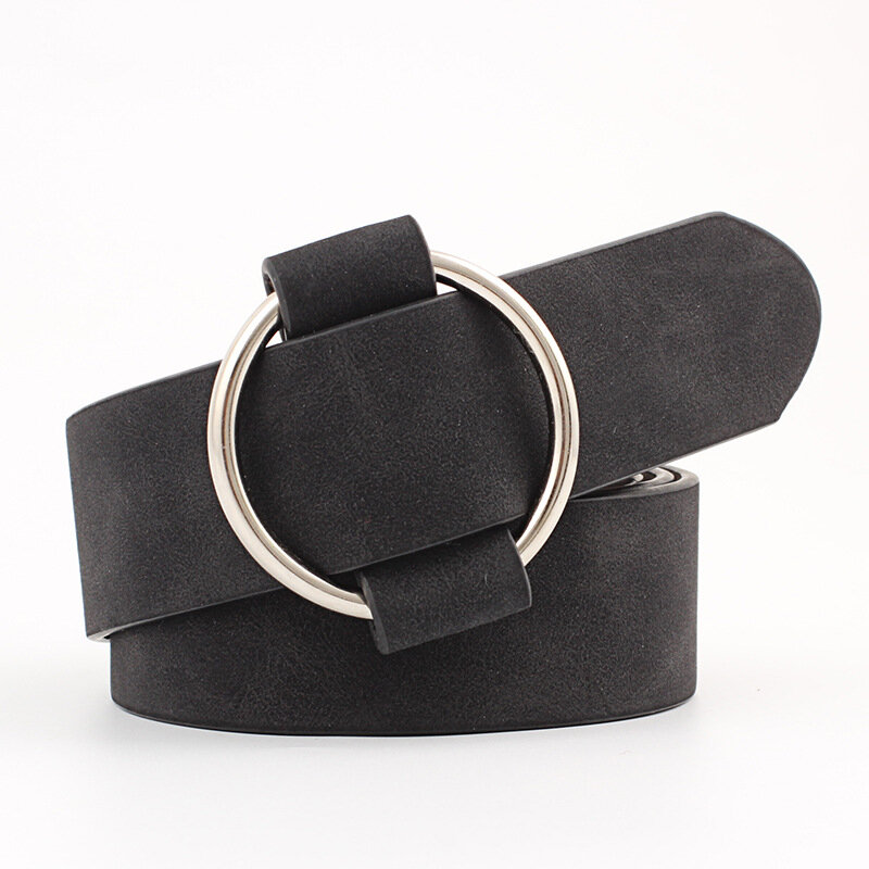 Cinturón redondo de Metal para Mujer, nuevo diseño, color dorado, negro, blanco y rojo, para pantalones vaqueros, 2021