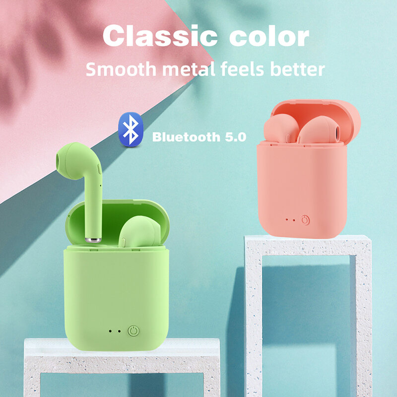 Bluetooth 5.0ヘッドセット,充電ボックス付きイヤホン,iPhone Xiaomi用ワイヤレスヘッドセット