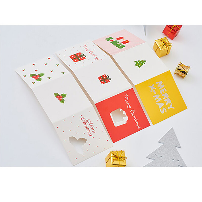 9cs Color Paper Tag Letter Merry Christmas Cards Tree Greeting Xmas Party New Year 2022 Christmas Gift Cards For Kids 8.5x8.5cm