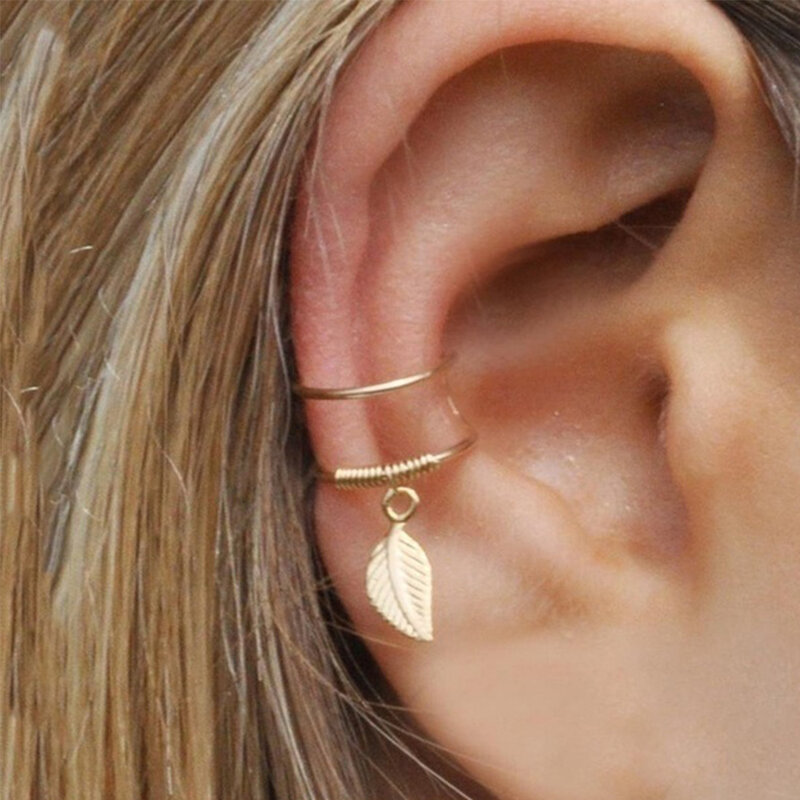 5 Teile/satz Ohr Manschette Gold Blätter Nicht-Piercing Ohr Clips Gefälschte Knorpel Ohrring Schmuck Für Frauen Männer