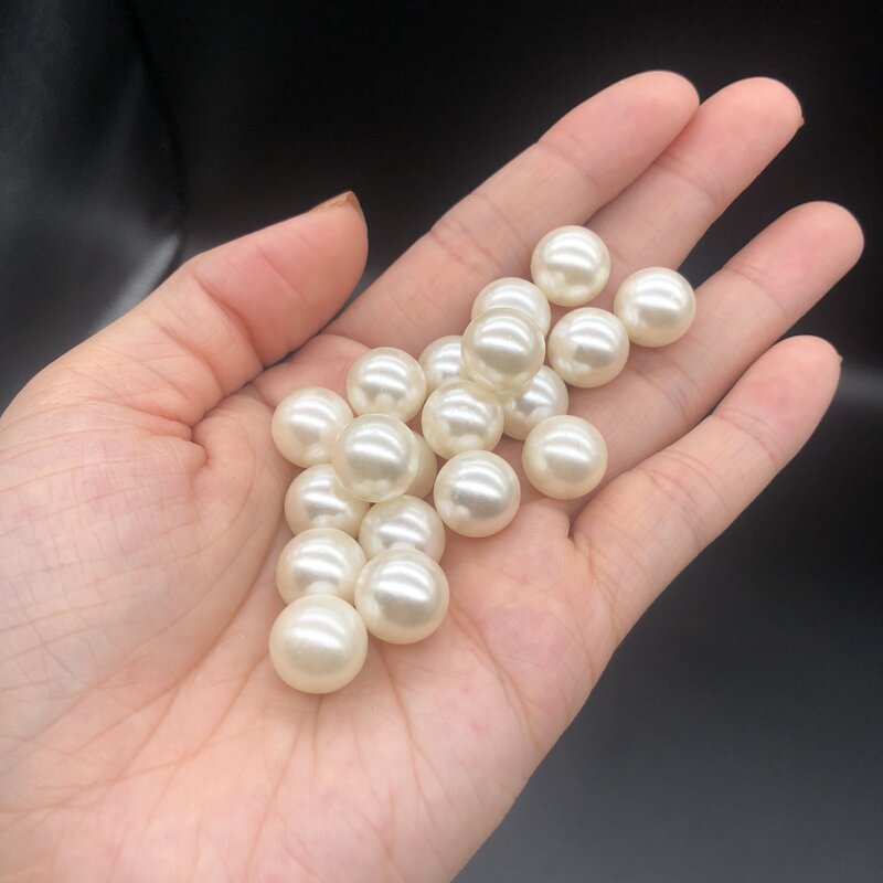 2-18mm No Hole Beige Round Plastic Acrylic Imitation Pearl Beads Charm Loose Beads Counter Display Bead Craft Jewelry