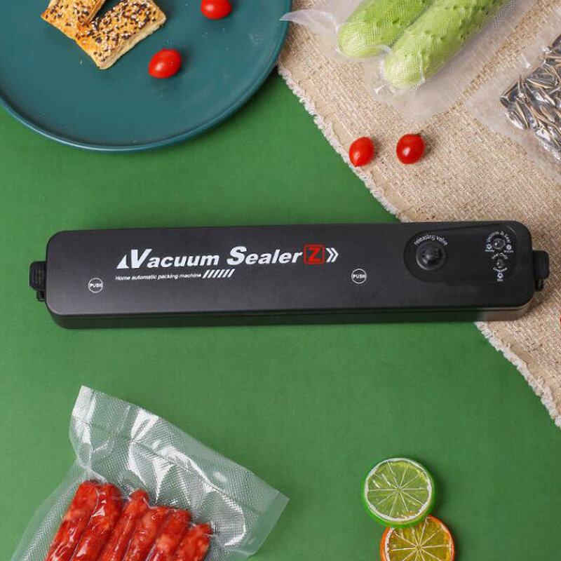 Kitchen Vacuum Food Sealer 220V/110V Automatic Commercial Household Food Vacuum Sealer Packaging Machine Include 10Pcs Bags CF35