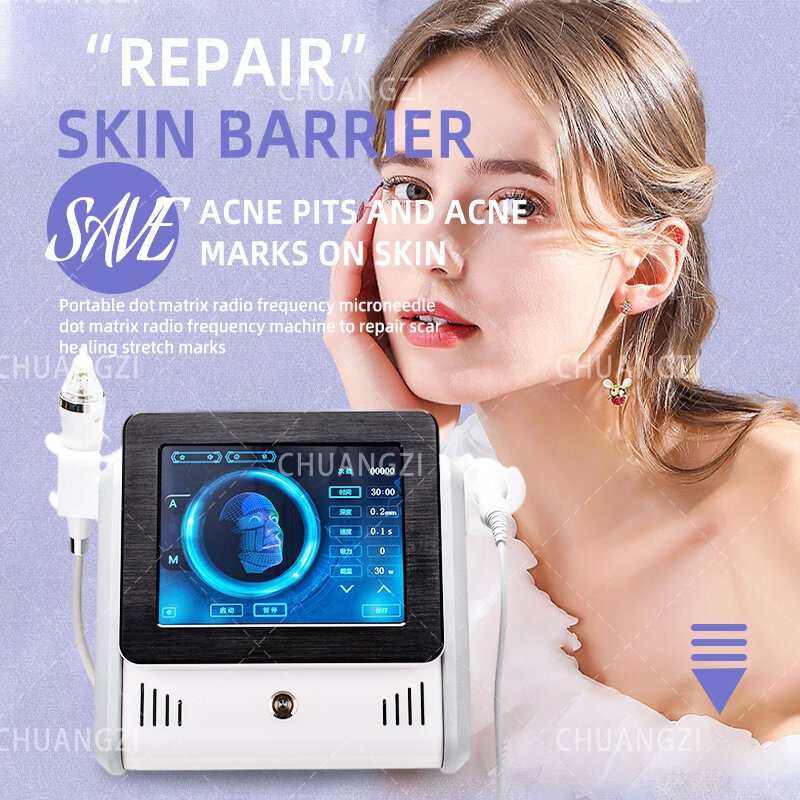 2 In 1 RF เศษส่วน Micro เข็มเครื่องค้อนเย็น Anti-Acne รูขุมขน Facial Skin Care เครื่องมือ Stretch Marks Remover