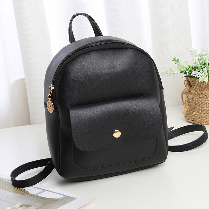 Oxford Backpack Black Women Small Travel Backpacks Zipper Closure Oxford Daypack Schoolbag School Bag Set For Teen Bookbag