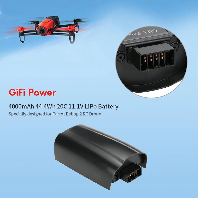 2023 Upgrade Power Rechargeable Battery For Parrot Bebop 2 Drone Battery 4000mAh 11.1V Lipo Battery For RC Drones Quadcopter