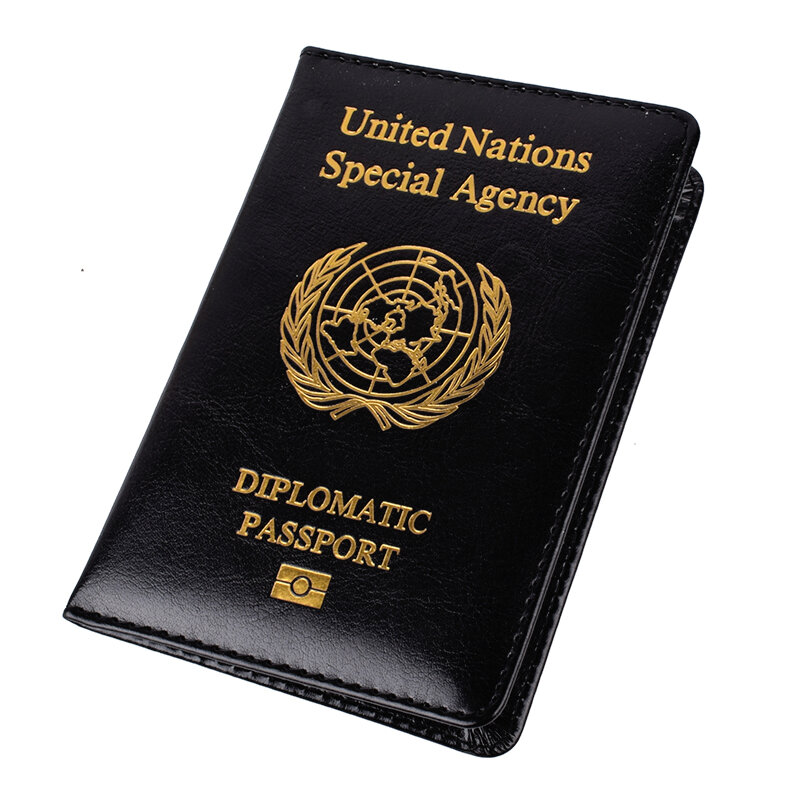 Kulit United Nations Diplomatik Sampul Paspor Dokumen Perjalanan Case Pelindung Kartu ID untuk Pria dan Wanita Badan Khusus