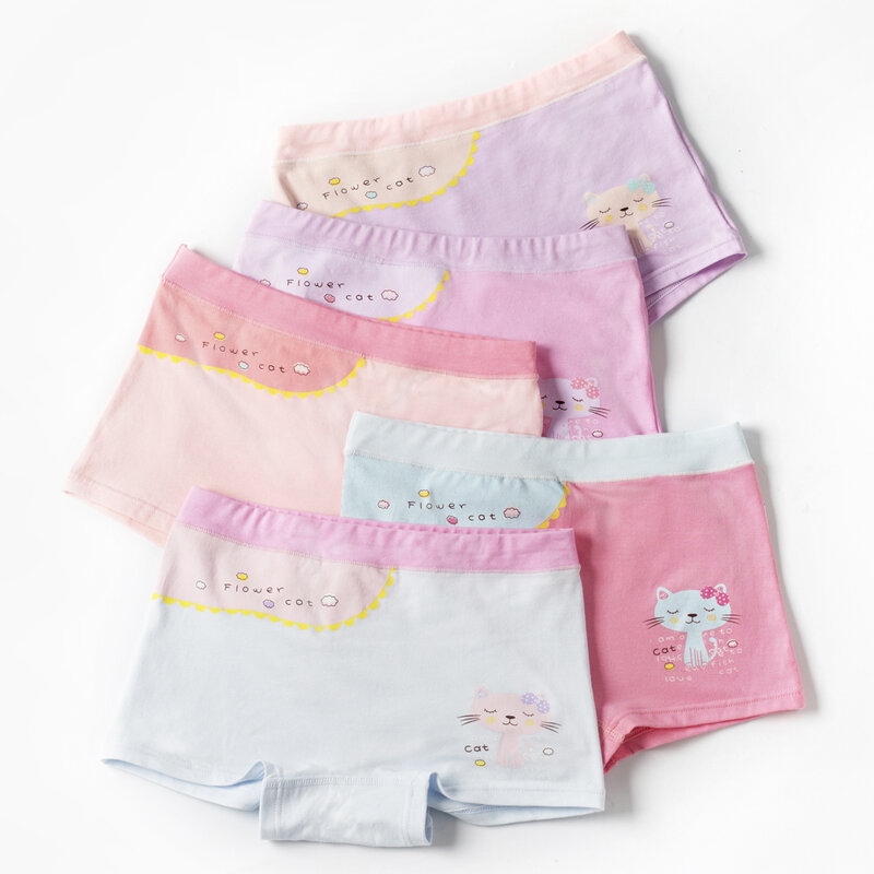 Calcinha para meninas roupa interior de algodão quatro estações shorts crianças roupas cute underwear tamanho 2t-14t 5 unidades/pacote