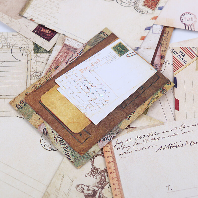 144 шт. Винтажный конверт из крафт-бумаги, милые мини конверты, винтажный европейский стиль для открыток, скрапбукинга, подарок