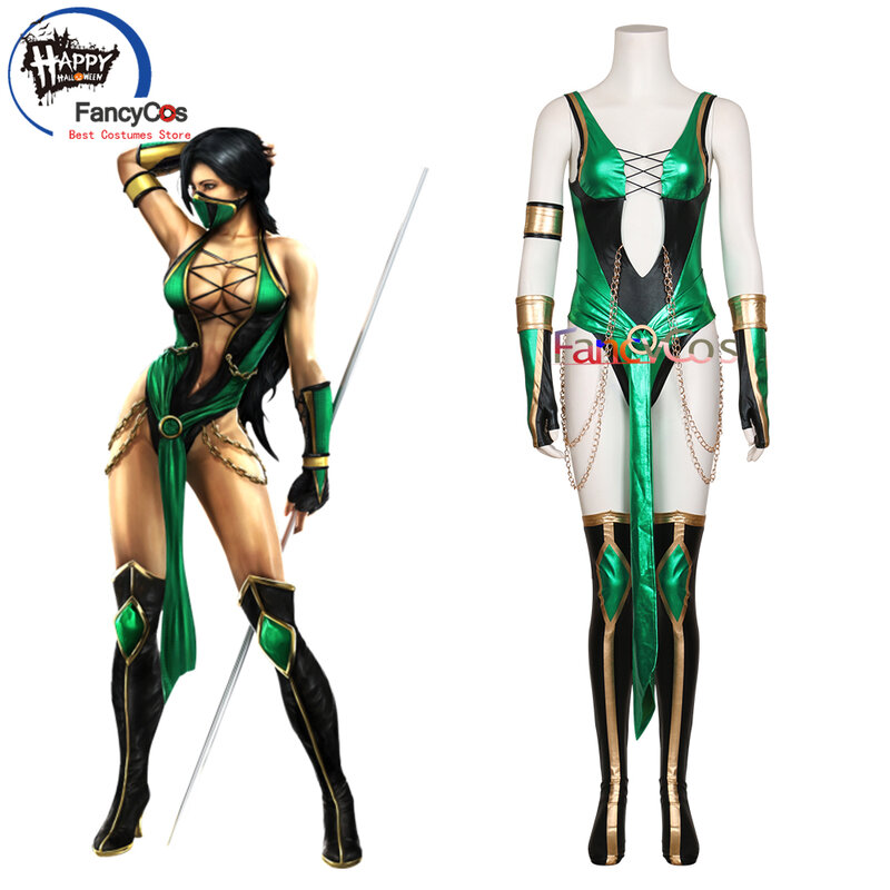 Mortal Kombat 11 Jade Zentai Mk 11 Jumpsuit Cosplay Kostuum Superhero Halloween Kostuums Voor Vrouwen Custom Made Cosplay Kostuums