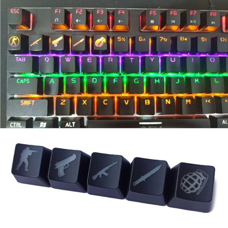5Pcs OEM R4 Profile ABS Backlit Keycap Gaming Keycaps Key Button Keycaps ABS Cap for cherry MX Mechanical Keyboard CS GO