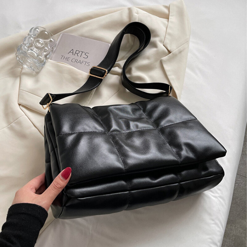 Повседневная стеганая женская сумка через плечо, дизайнерская сумка на плечо с хлопковой подкладкой, брендовые квадратные сумки для планше...