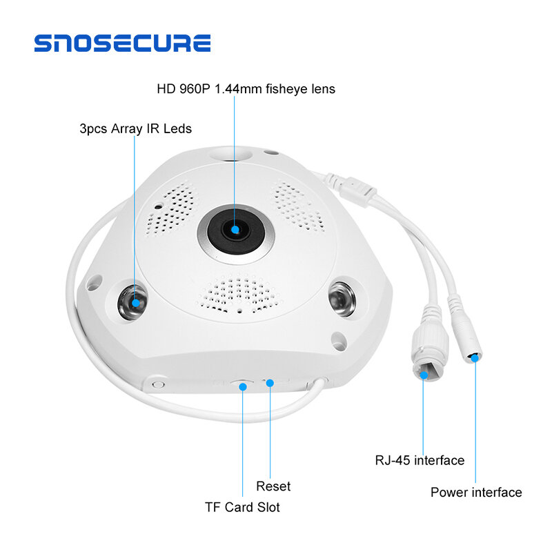 SNOSECURE – caméra de Surveillance IP 3mp, 3G/4G, GSM, SIM, sans fil, Vision nocturne à IR-CUT °, Onvif, Fisheye
