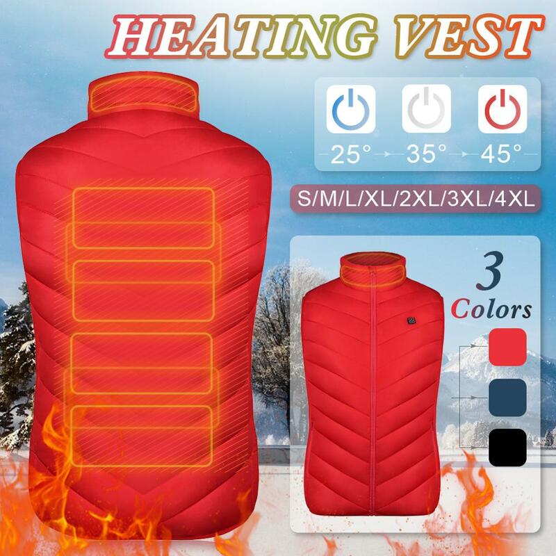 Elektrische Heizung Weste Winter Beheizt Jacke USB Temperatur Einstellung Warme Kleidung Für Camping Wandern Jagd Reiten Golf