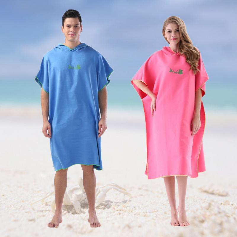 Albornoz de secado rápido para adultos, toalla estilo poncho con capucha para cambiarse, absorbe el sudor, bata para nadar, traje de buceo