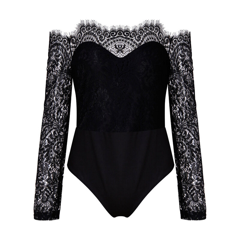 Women Sexy Bodysuits Rompers Solid Lace Off Shoulder Skinny Slim Bodycon Jumpsuit Shorts Casual Outfits Streetwear Overalls