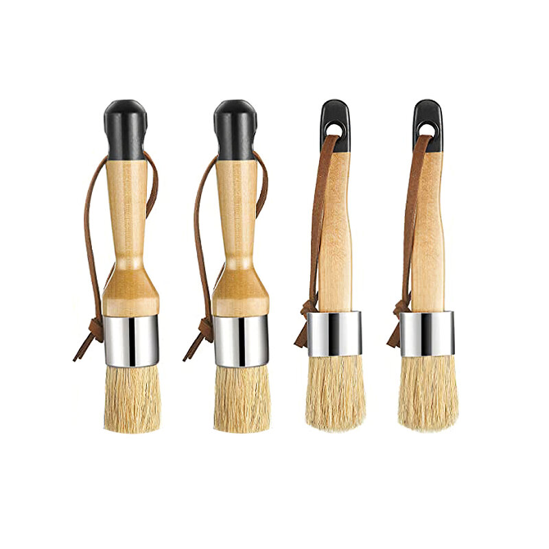 4Pcs/Set Wooden Paint Brush Furniture Brushes Oil Painting Paint Brush Thick Wall Paint Brush for Wall Paint Brush With Sling