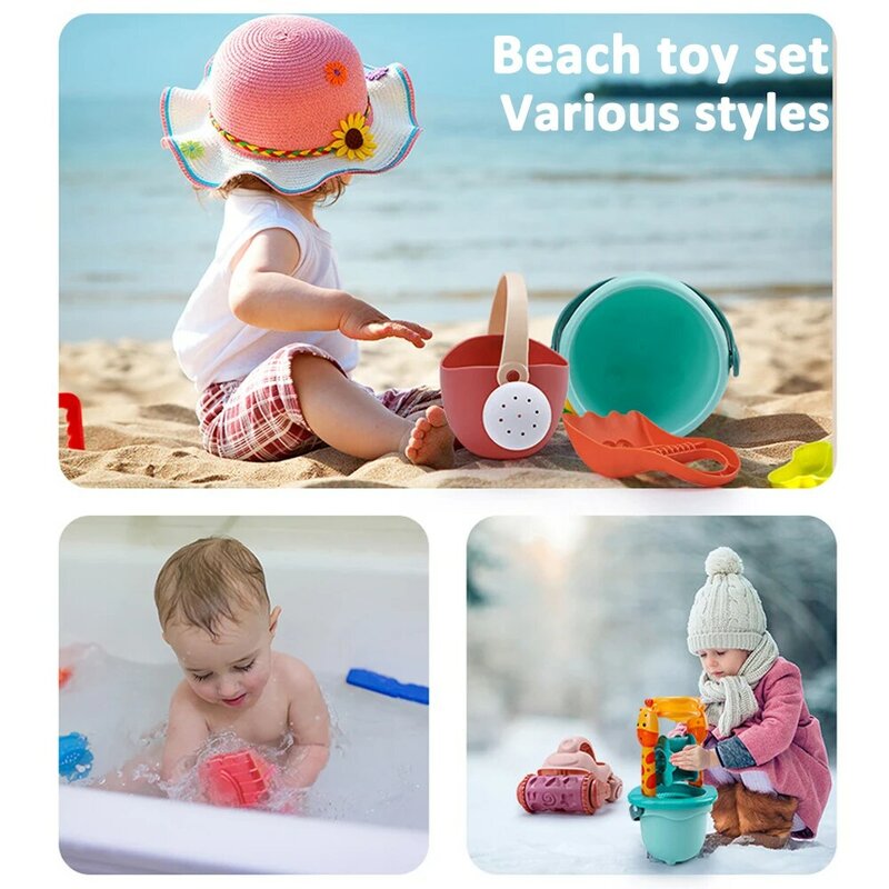 Children Beach Toys 17 Pcs Kit Baby Summer Digging Sand Tool with Shovel Water Game Play Outdoor Toy Set Sandbox for Boys Girls