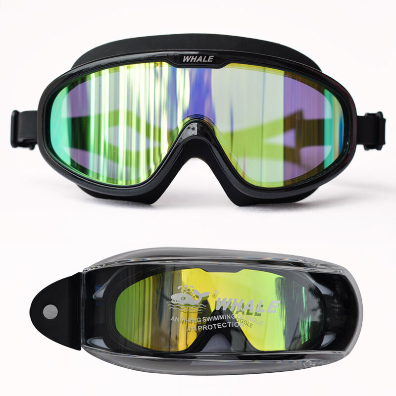 Whale-gafas de natación profesionales para hombre y mujer, lentes de silicona suave, impermeables, antiniebla, UV