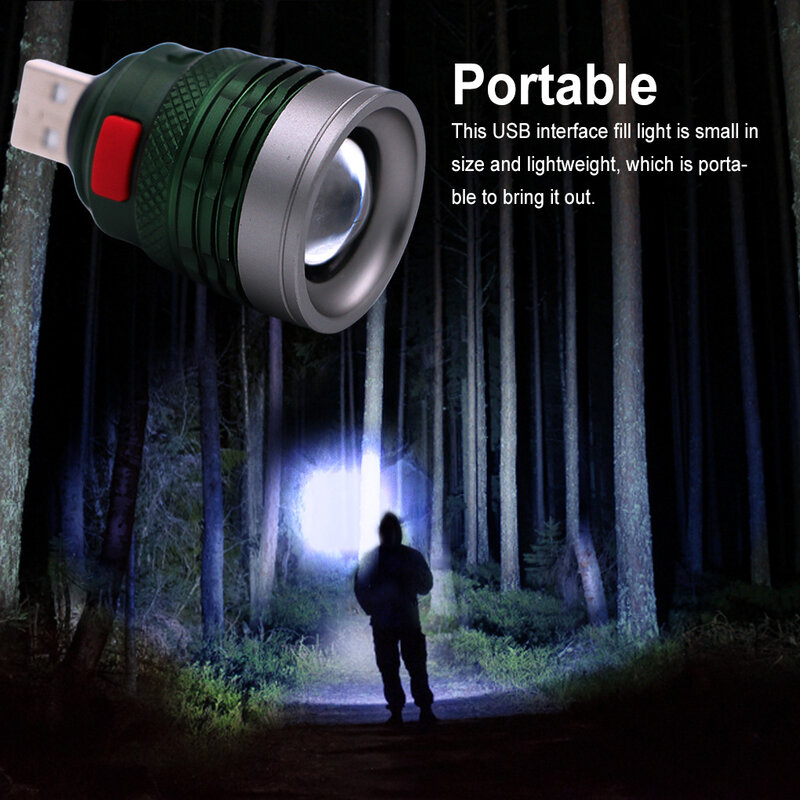 미니 휴대용 손전등 강력한 빛 Zoomable 알루미늄 합금 USB 인터페이스 스포츠 하이킹 캠핑 여행