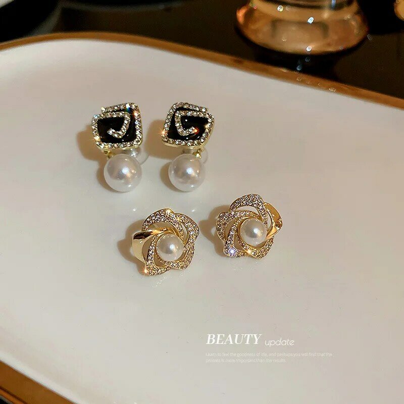 925 silber Nadel Zirkon Blume Perle Verzierte Ohrringe Für Frauen Französisch Luxus Elegante Süße Kleine Exquisite Schmuck Zubehör