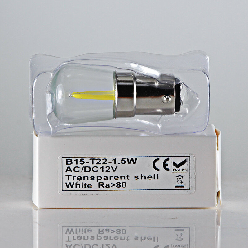 Bombilla led de 220v, 110v, 12 v, E12, E14, B15, mini filamento de luz con carcasa transparente, lámpara de ahorro de energía de 12 voltios para iluminación de costura de refrigerador