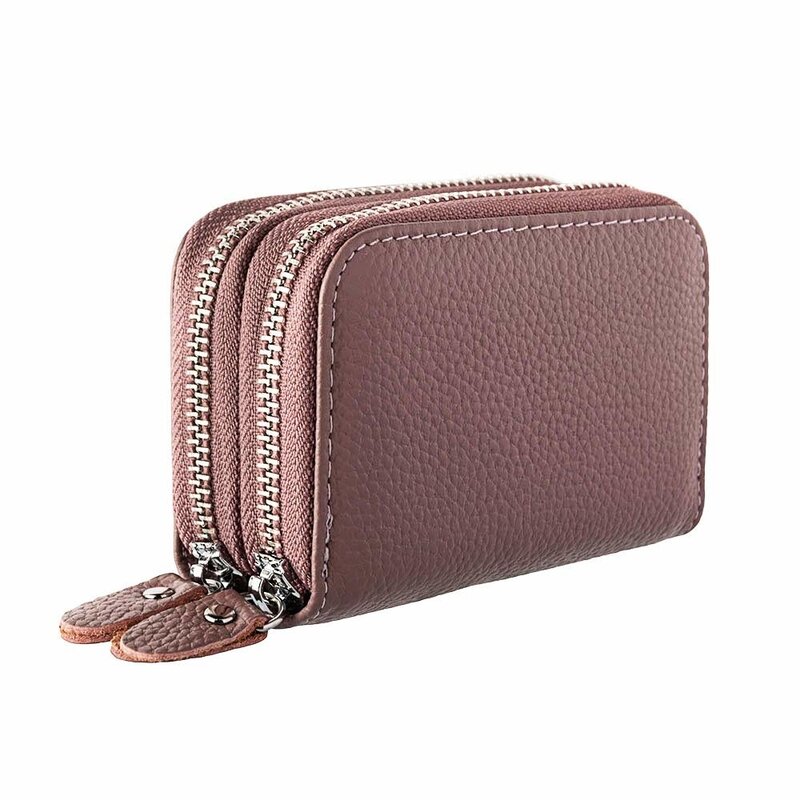 Mulheres carteiras bolsas multifuncional design feminino couro genuíno rfid seguro zíper titular do cartão de crédito