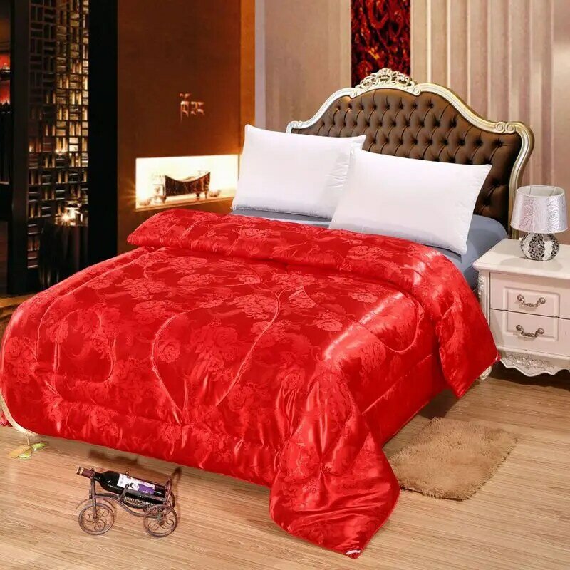 Luxo de seda edredon cama jacquard cobertor ponderado inverno acolchoado colchas gêmeo completa rainha king size casa têxtil edredon