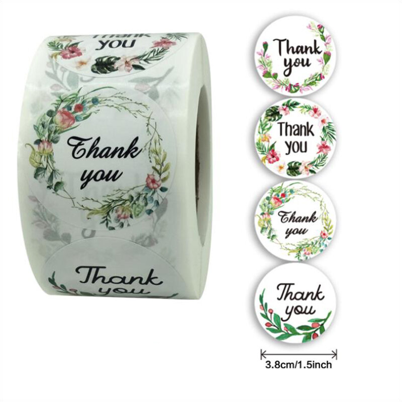 Etiquetas de flores de corazón de 1,5 pulgadas, pegatinas de agradecimiento, papel de decoración, pegatinas de álbum de recortes, suministros de papelería de sellado, 50 piezas