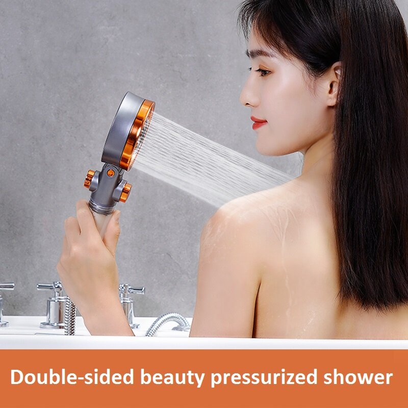 Cabezal de ducha presurizado de doble cara, accesorio de baño de mano de belleza, moda moderna, ahorro de agua con parada de un botón