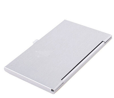9.3 × 5.7 × 0.7センチメートルビジネスidクレジットカードケース金属微粒子ボックスホルダーステンレス鋼ポケット