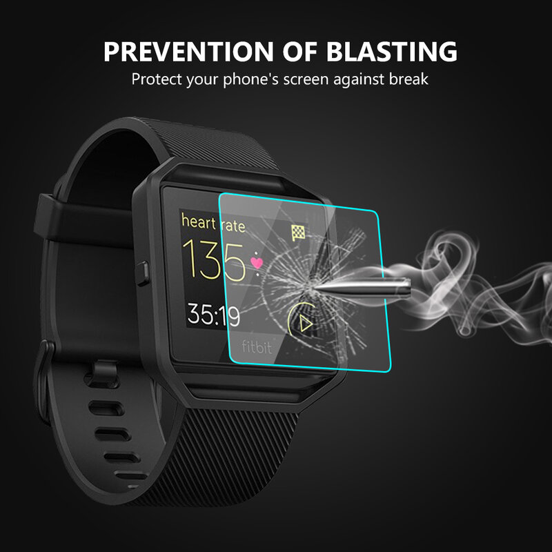 Película protectora de pantalla para Fitbit Blaze Smart, película protectora de vidrio, dureza 9H, 2.5D, fácil de instalar