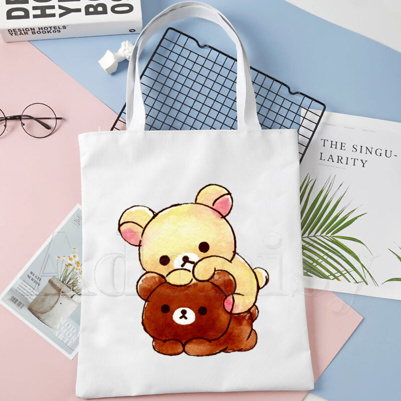 น่ารักหมี Kuma สไตล์ญี่ปุ่นช้อปปิ้ง Shopper Eco ผ้าฝ้าย Shopper Bolsas De Tela Bag Shopping Reusable Sacolas