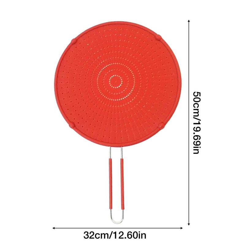 Pantalla de salpicaduras de silicona resistente al calor, protector contra salpicaduras de aceite, sartén de hierro fundido, olla # K