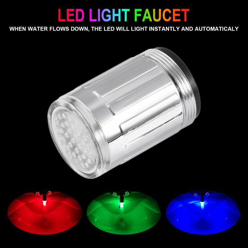 Grifo LED de agua que cambia de brillo para cocina, ducha, ahorro de agua, novedad, luminoso, cabezal de boquilla, luz de baño