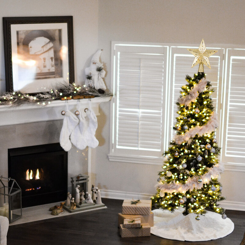 Tira de luces Led para decoración de árbol de Navidad, cortina ajustable con forma de estrella, para Navidad, boda, fiesta, jardín y vacaciones