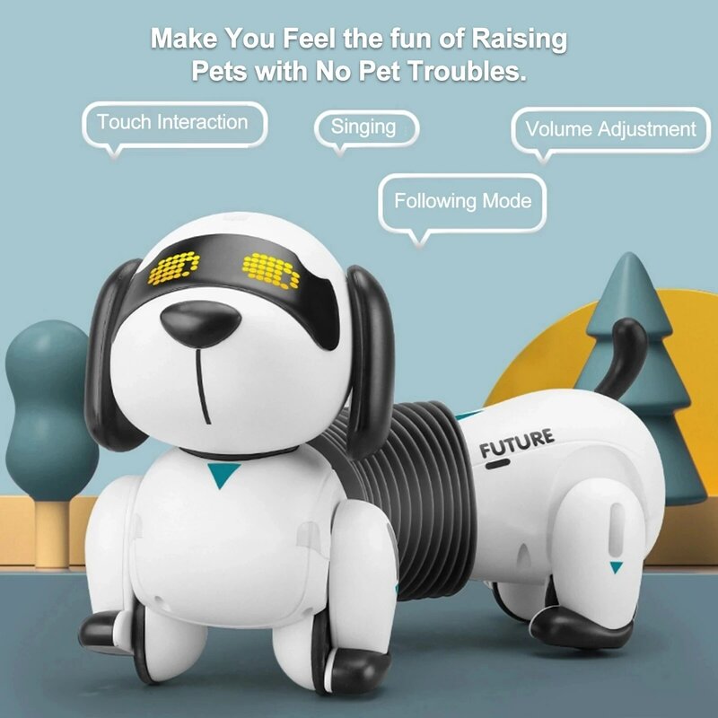 RC 로봇 개 RC 로봇 스턴트 강아지 전자 애완 동물 프로그래밍 가능한 로봇 아이들을위한 소리와 함께 RC 개 장난감 생일 선물