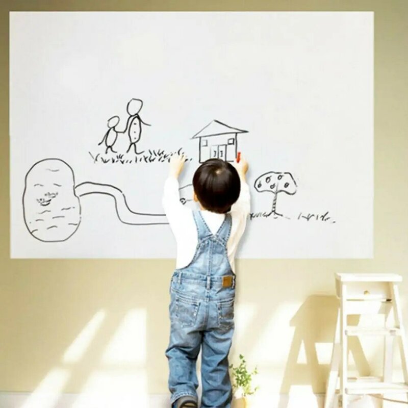 PVC Wasserdichte Tafel Aufkleber Tapete Decor Beweglichen Tafel Bord Kind Aufkleber Graffiti Weiß Wand Mit Stift Art Wri Q0J6