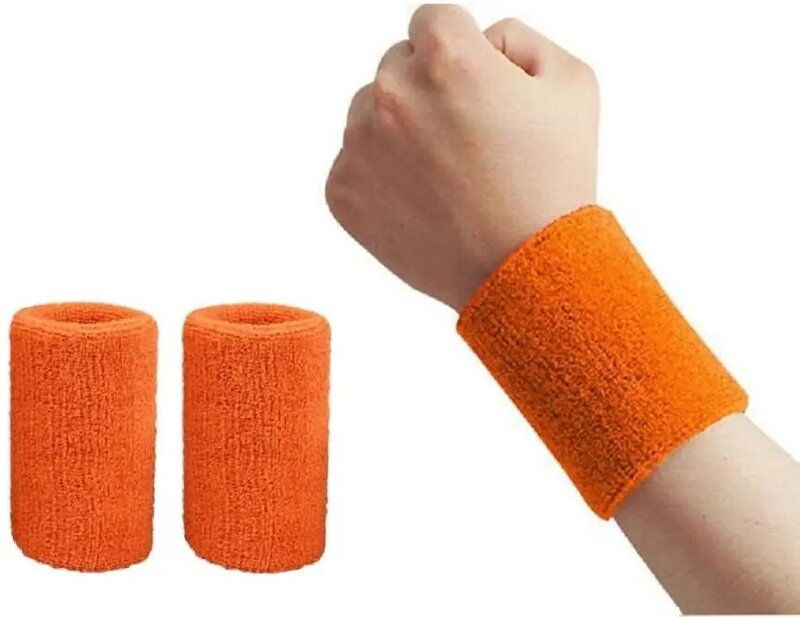 Orange#Muñequera deportiva de algodón colorida Unisex Protector de 
