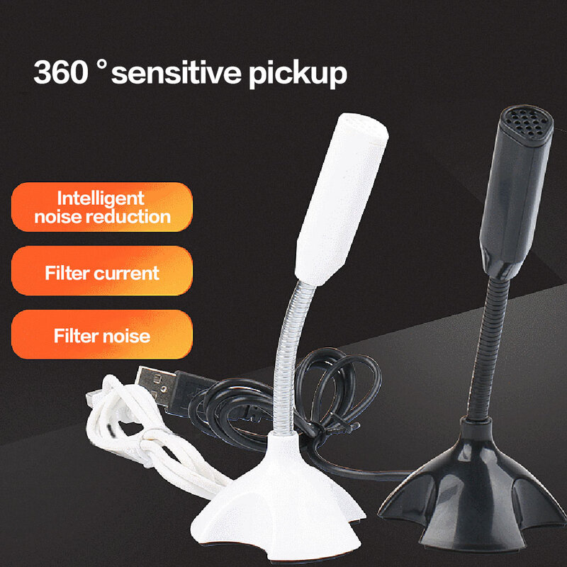 Microfone flexível usb de mesa, mini microfone para computador portátil, tubo ajustável com pescoço para pc