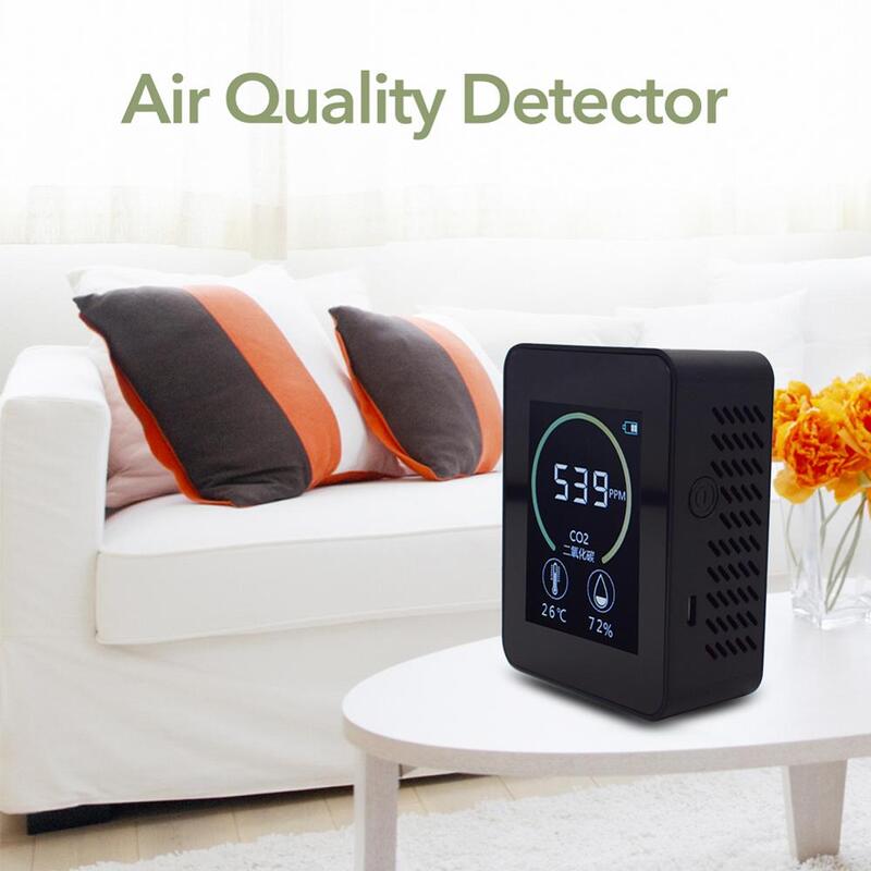 Monitor de qualidade do ar interno lcd digital co2 qualidade do ar metros em tempo real tft inteligente qualidade do ar sensor testador detector co2